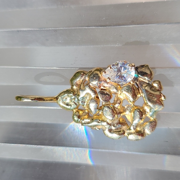 14k gold nugget pendant with pear shaped CZ, a sizable beauty! - Picture 2 of 9